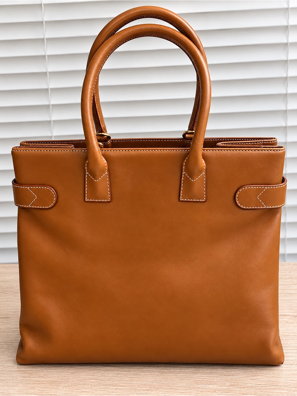 💫Vintage 💫SISO Select Made in Italy Cognac Leather Tote Shoulder Bag-USED ONCE